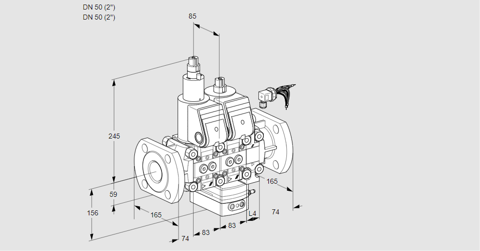 Регулятор расхода с двумя эл.магнитными клапанами VCH 3E50F/50F05LHEVWR/PPPP/PPPP