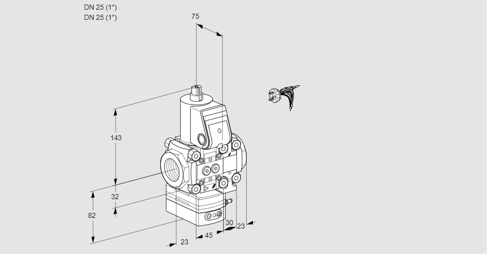 Регулятор соотношения газ/воздух 1:1  с эл.магнитным клапаном VAG 1E25R/25R05GEVWR/PP/PP