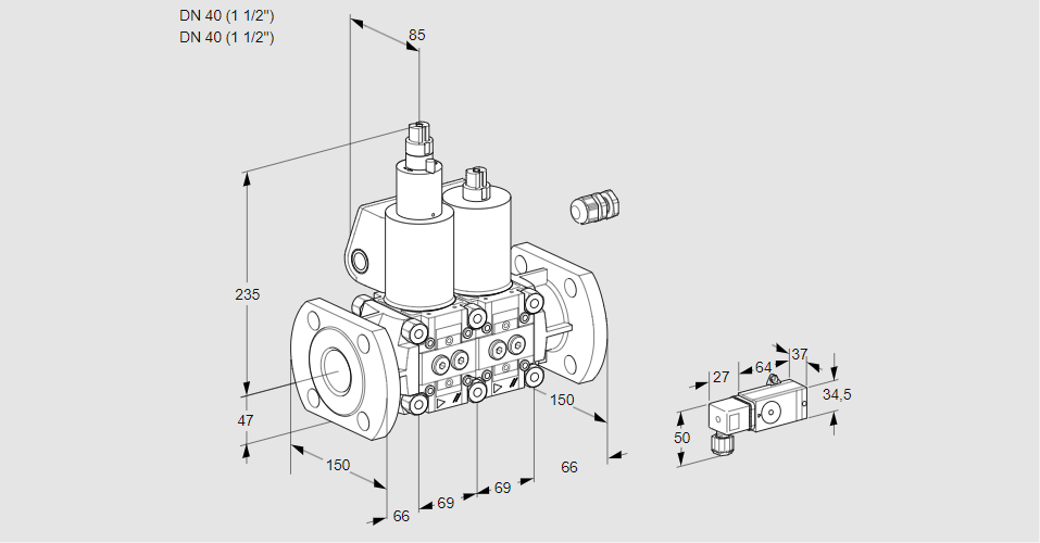 Клапан эл.магнитный сдвоенный VCS 2E40F/40F05LNWL/PPMM/-3PP