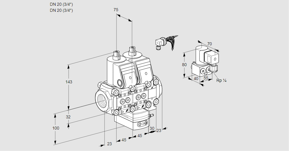 Регулятор расхода с двумя эл.магнитными клапанами VCH 1E20R/20R05NHEVWR/PPPP/PPZY