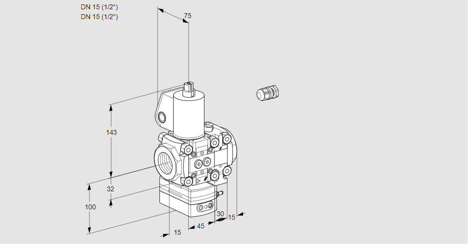 Регулятор расхода газа с эл.магнитным клапаном VAH 1E15R/15R05HEVWL/PP/MM