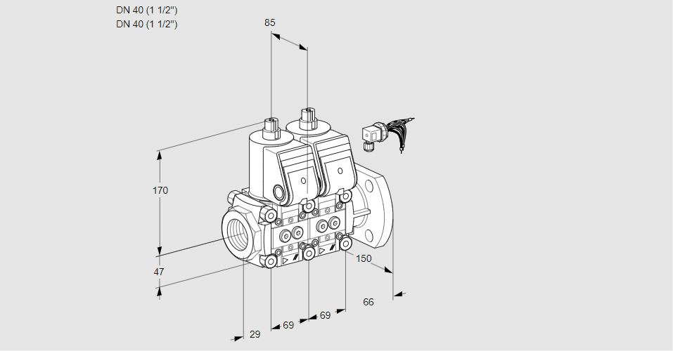 Клапан эл.магнитный сдвоенный VCS 2E40R/40F05NNWR/PPPP/PPPP