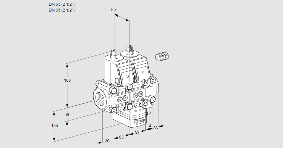 Регулятор соотношения газ/воздух с двумя эл.магнитными клапанами VCG 3E65R/65R05NGEVWR/PPPP/PPPP