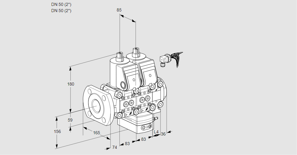 Регулятор расхода с двумя эл.магнитными клапанами VCH 3E50F/50R05NHEVWR/PPPP/PPPP