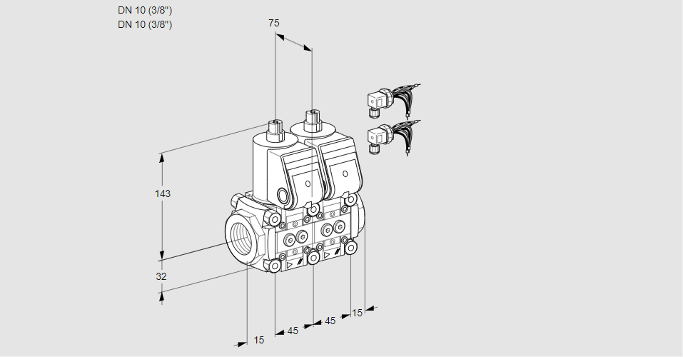 Клапан эл.магнитный сдвоенный VCS 1E10R/10R05NNWR6/PPPP/PPPP