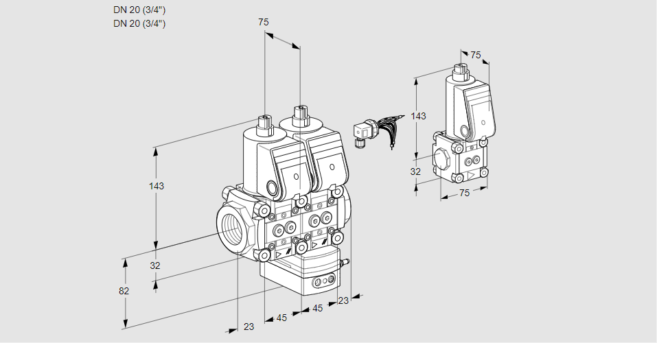 Регулятор давления с двумя эл.магнитными клапанами VCD 1E20R/20R05ND-50WR/PPPP/PPZS
