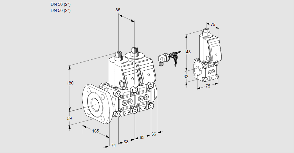 Клапан эл.магнитный сдвоенный VCS 3E50F/50R05NNWR/PPPP/PPZS