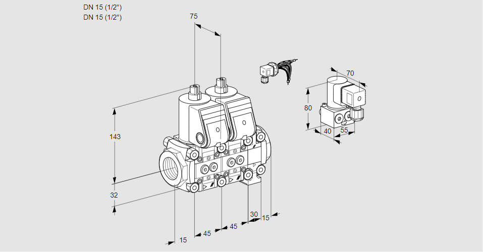 Клапан эл.магнитный сдвоенный VCS 1E15R/15R05NNVWR/PPPP/PPBY
