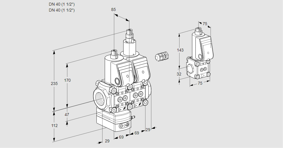 Регулятор давления с двумя эл.магнитными клапанами VCD 2E40R/40R05D-25LWR/PPPP/PPBS