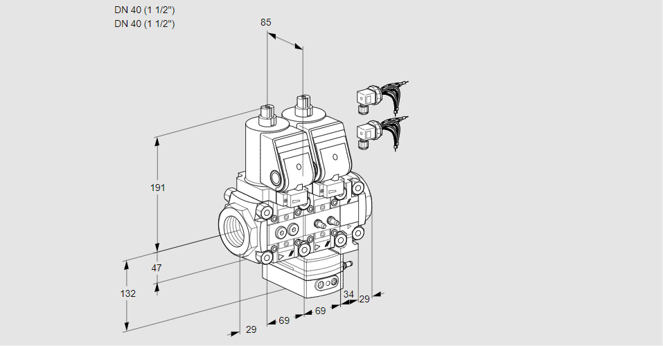 Регулятор расхода с двумя эл.магнитными клапанами VCH 2E40R/40R05NHEVWSR8/PPMM/PPPP