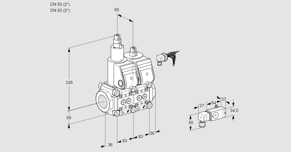 Клапан эл.магнитный сдвоенный VCS 3E50R/50R05LNWR/-3PP/PPPP