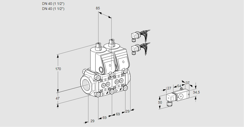 Клапан эл.магнитный сдвоенный VCS 2E40R/40R05NNWR6/2--2/PPPP