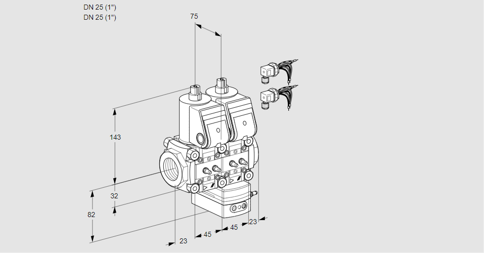 Регулятор давления с двумя эл.магнитными клапанами VCD 1E25R/25R05ND-100KR6/MMMM/PPPP