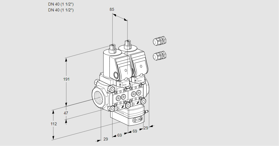 Регулятор давления с двумя эл.магнитными клапанами VCD 2E40R/40R05ND-25KGR3/PPPP/PPPP