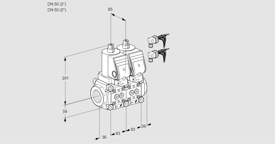 Клапан эл.магнитный сдвоенный VCS 3E50R/50R05NNKGR8/PPPP/PPPP