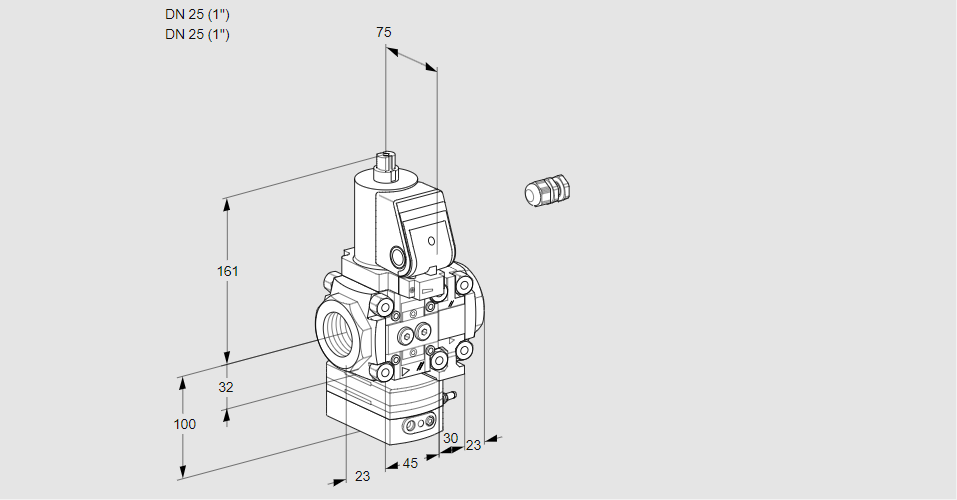 Регулятор расхода газа с эл.магнитным клапаном VAH 1E25R/25R05HEVWSR/PP/PP