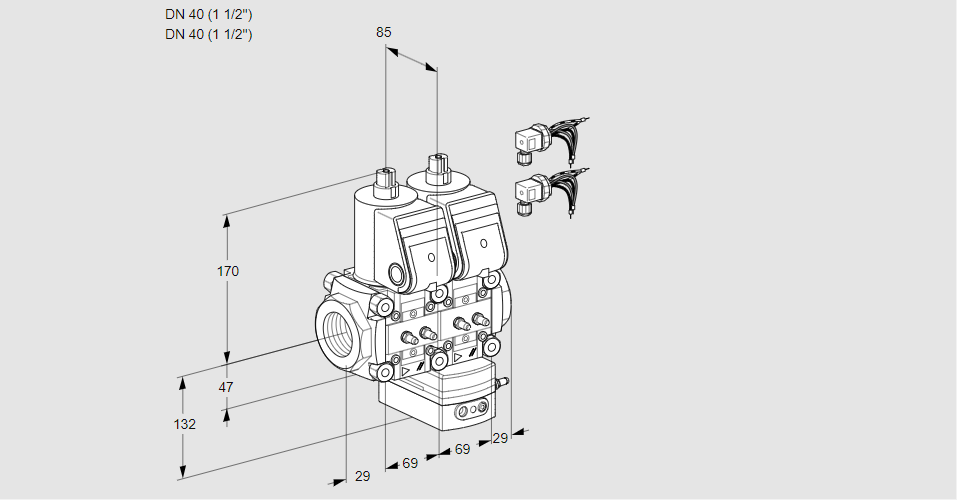 Регулятор расхода с двумя эл.магнитными клапанами VCH 2E40R/40R05NHEQR6/MMMM/PPPP