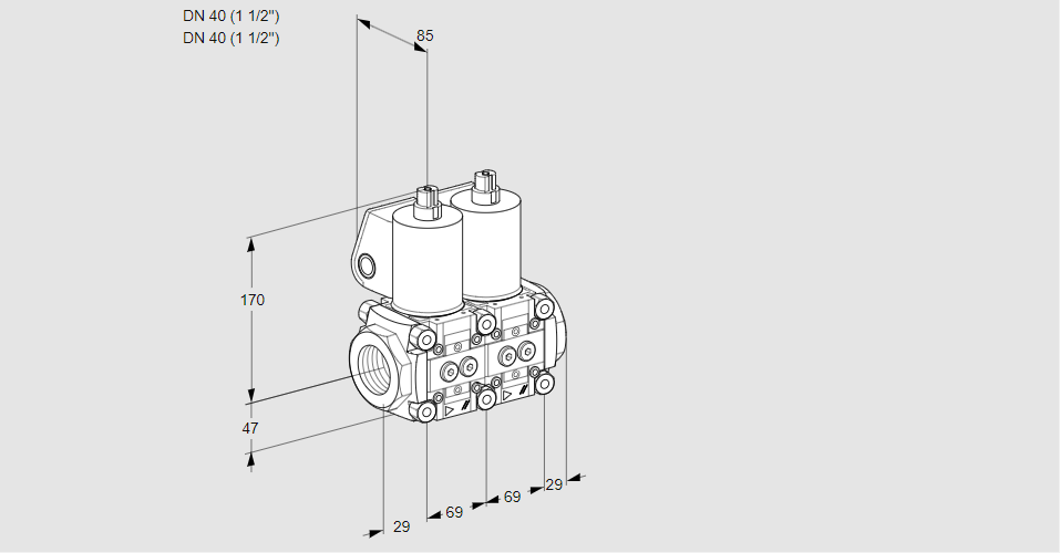 Клапан эл.магнитный сдвоенный VCS 2E40R/40R05NNWL/PPPP/PPPP