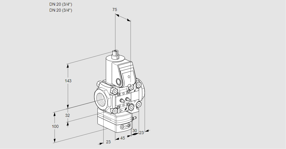Регулятор расхода газа с эл.магнитным клапаном VAH 1T20N/20N05HAVQR/MM/PP
