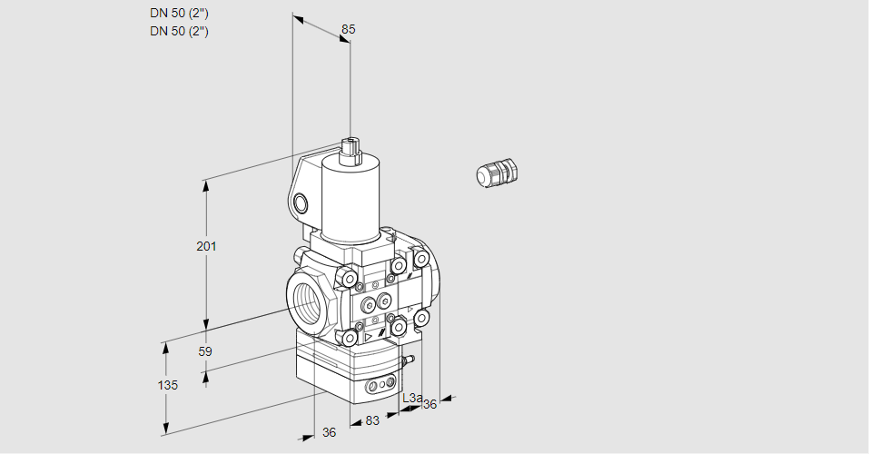 Регулятор соотношения газ/воздух 1:1  с эл.магнитным клапаном VAG 3E50R/50R05GEVQSL/MM/PP