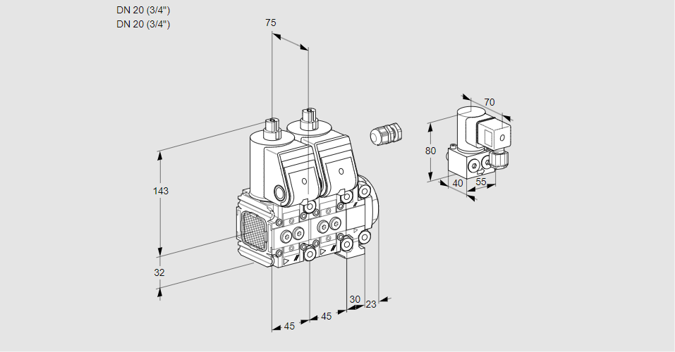 Клапан эл.магнитный сдвоенный VCS 1E20R/20R05FNNVWR/PPPP/PPBY