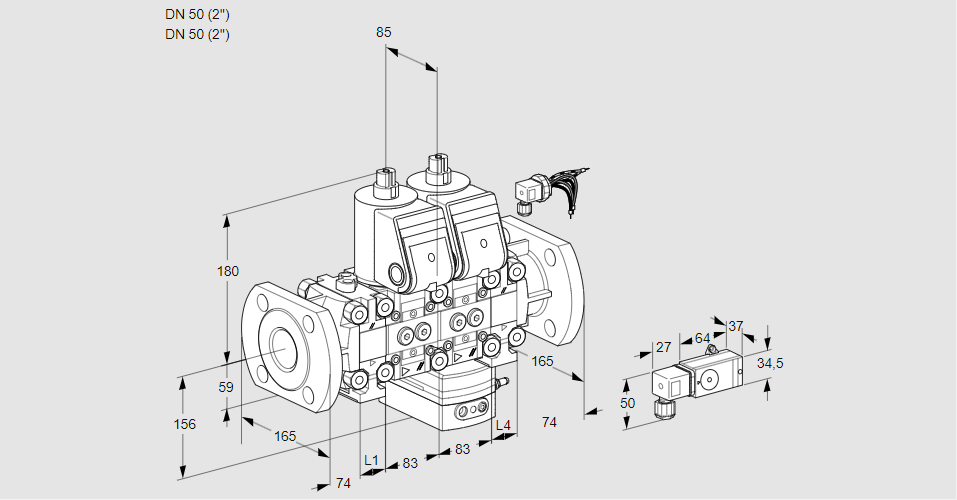 Регулятор расхода с двумя эл.магнитными клапанами VCH 3E50F/50F05FNHEVWR/PPPP/-3PP