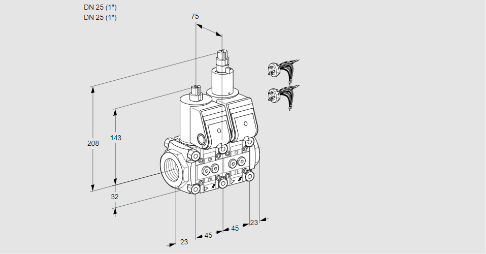 Клапан эл.магнитный сдвоенный VCS 1E25R/25R05NLWR5/PPPP/PPPP