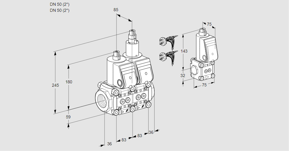 Клапан эл.магнитный сдвоенный VCS 3E50R/50R05NLWR5/PPPP/PPBS