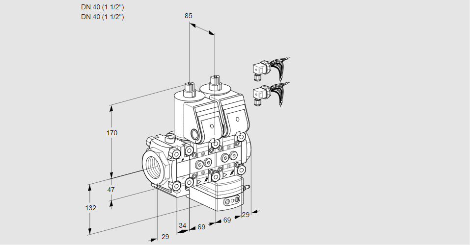 Регулятор расхода с двумя эл.магнитными клапанами VCH 2E40R/40R05FNHEWR6/PPPP/PPPP