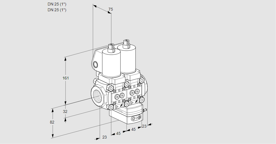 Регулятор давления с двумя эл.магнитными клапанами VCD 1T25N/25N05ND-50QSL/PPPP/PPPP