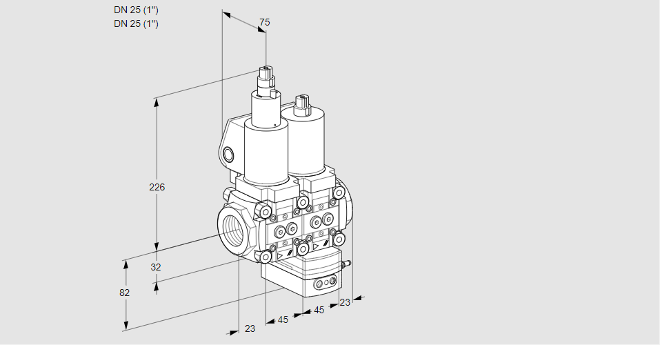 Регулятор давления с двумя эл.магнитными клапанами VCD 1T25N/25N05LD-50QSL/PPPP/PPPP