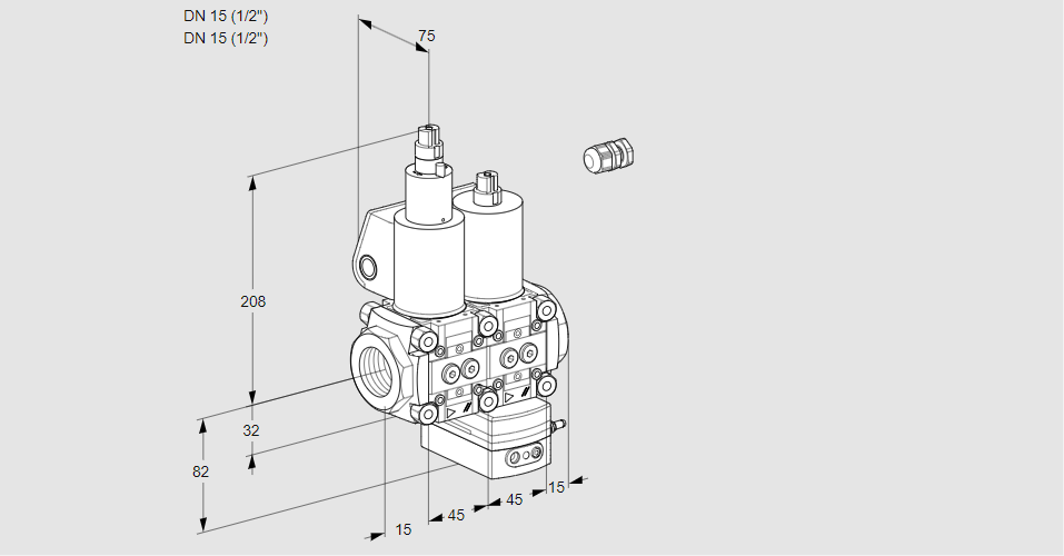 Регулятор давления с двумя эл.магнитными клапанами VCD 1E15R/15R05LD-50WL/PPPP/PPPP