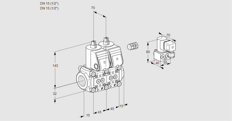 Клапан эл.магнитный сдвоенный VCS 1E15R/15R05NNWR/PPPP/PPBY