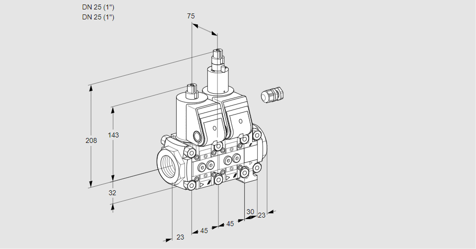 Клапан эл.магнитный сдвоенный VCS 1E25R/25R05NLVKR/PPPP/PPPP