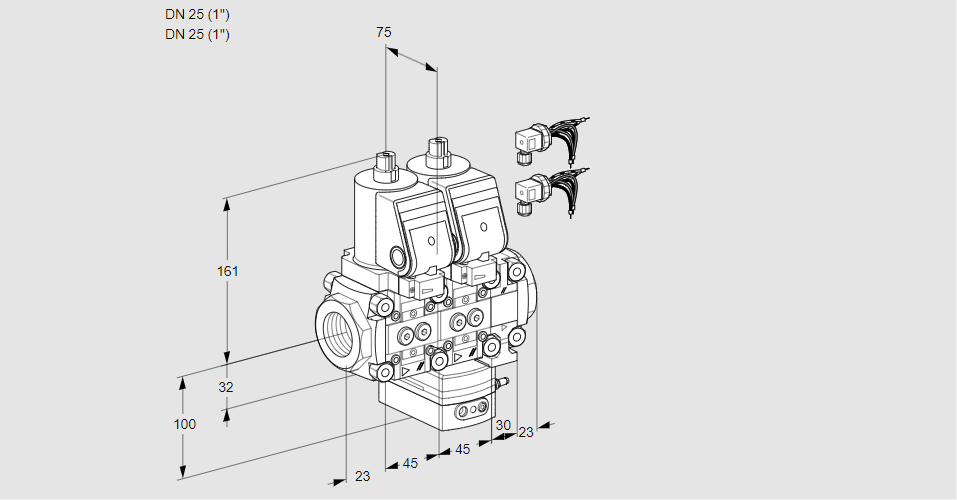 Регулятор расхода с двумя эл.магнитными клапанами VCH 1E25R/25R05NHEVQGR8/PPPP/PPPP
