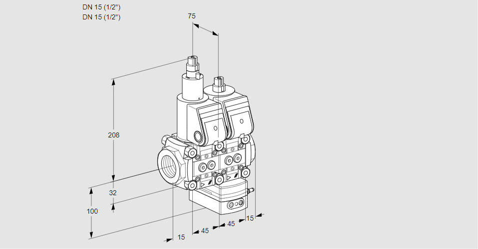Регулятор расхода с двумя эл.магнитными клапанами VCH 1T15N/15N05LHAQR/PPPP/PPPP