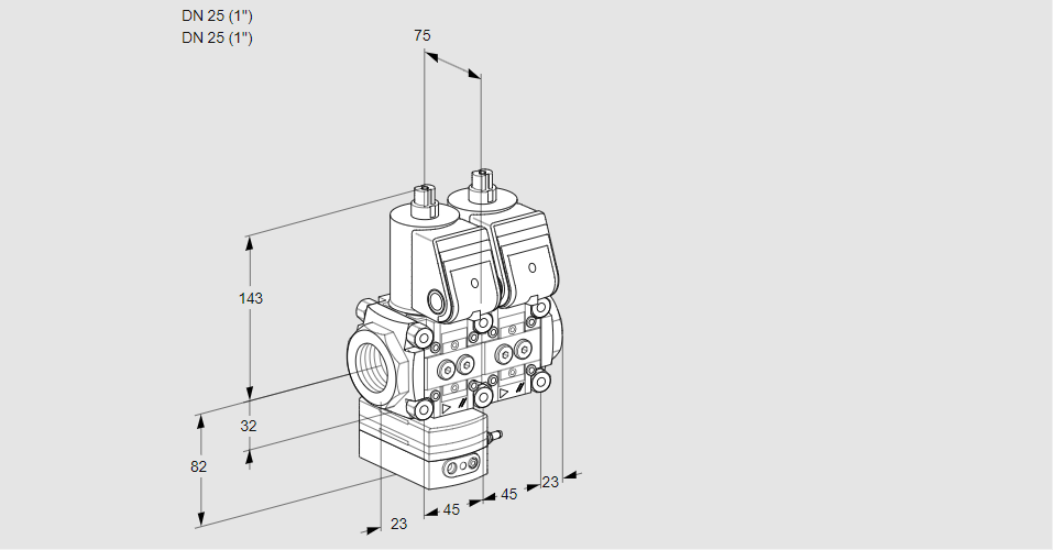 Регулятор давления с двумя эл.магнитными клапанами VCD 1T25N/25N05D-100NQR/PPPP/PPPP