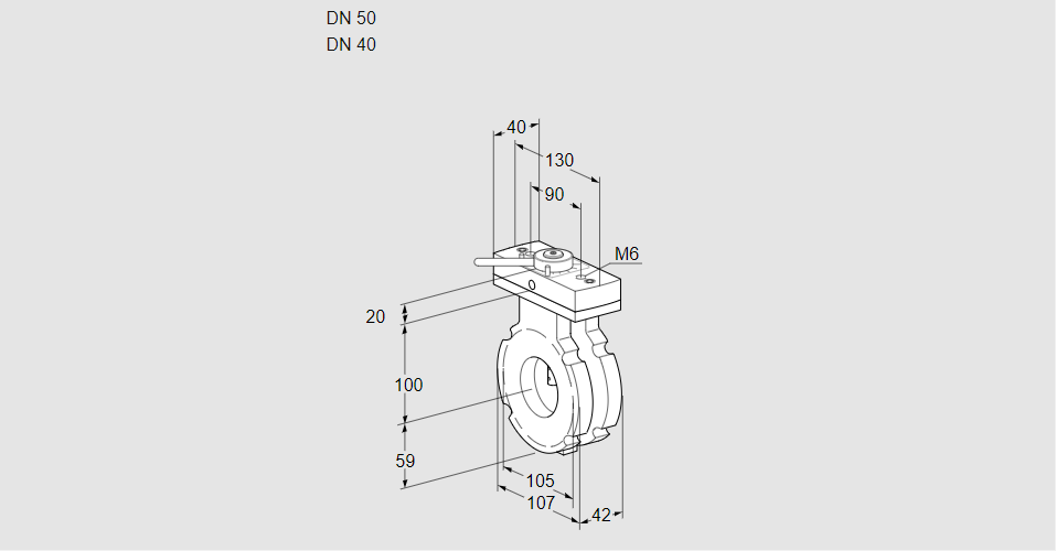 Заслонка дроссельная BVG 50/40W05H