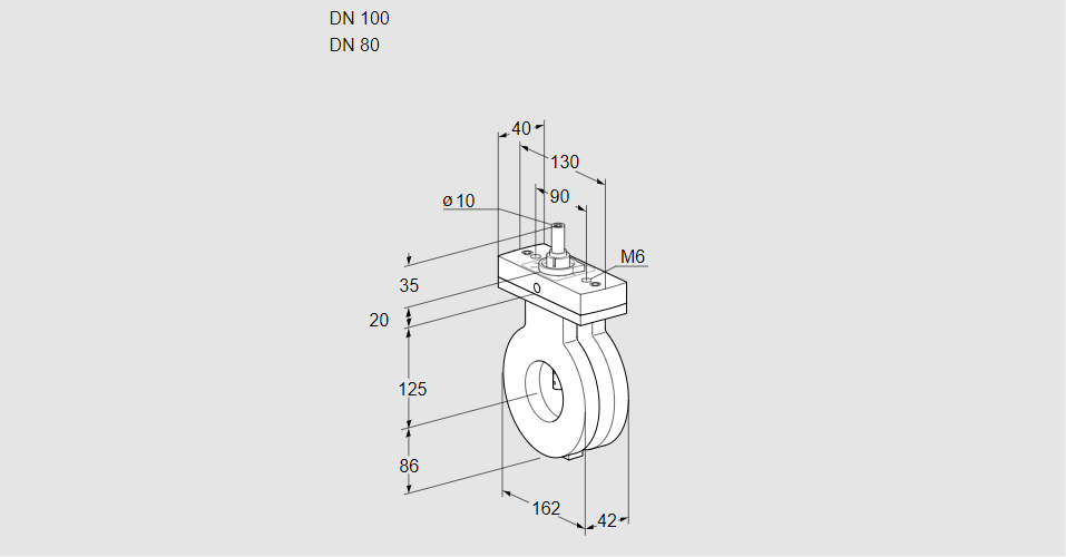 Заслонка дроссельная BVG 100/80W05F