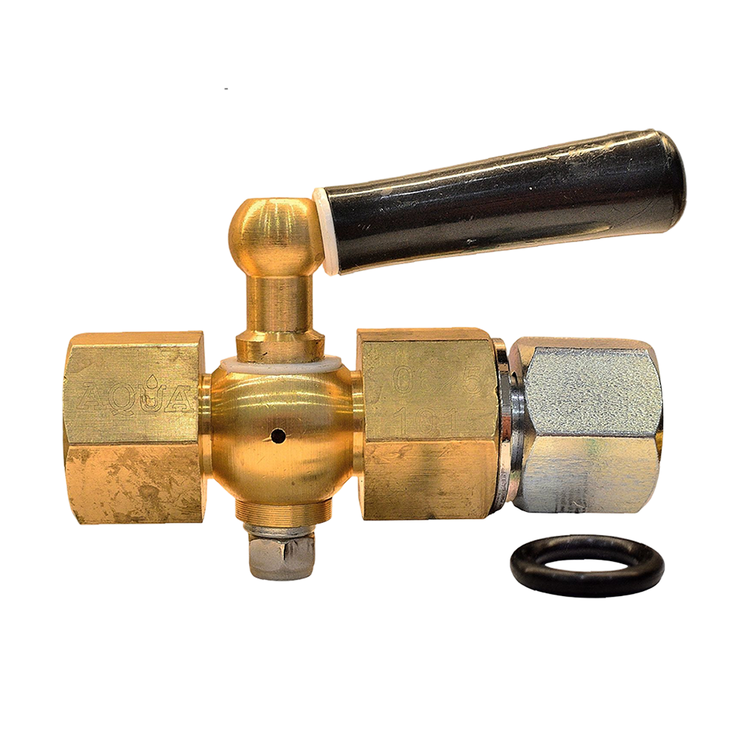 06265215040 Кран трехходовой с фторопластовым уплотнением G1/2" x M20x1,5 в-в  с плавающей гайкой