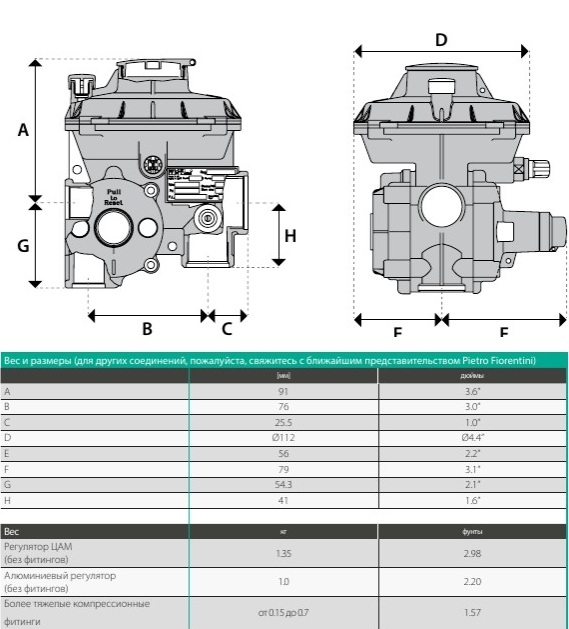 Регулятор давления газа резьбовой FE6 BP Pвых.=100-180 mbar, Qmax=6,0 м3/ч