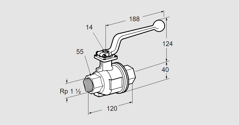 Кран шаровой запорный AKT 40R160M G1½"
