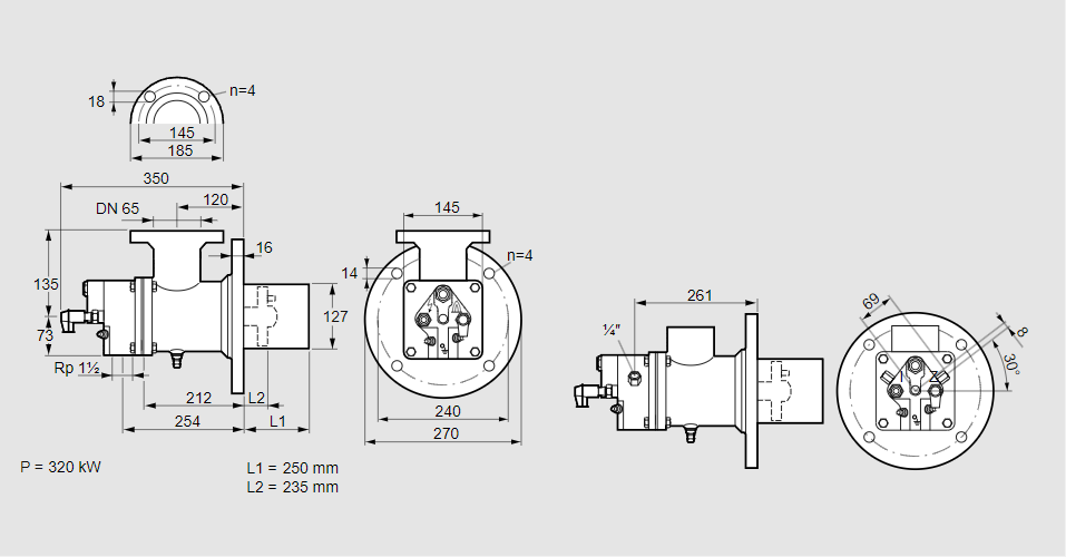 Горелка газовая BIO 125KB-250/235-(20E)E