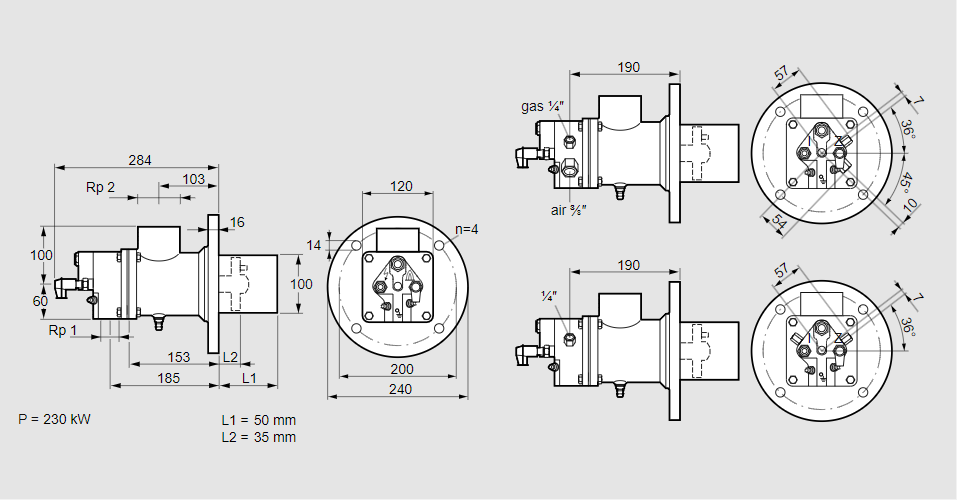 Горелка газовая BIO 100KBL-50/35-(52E)E