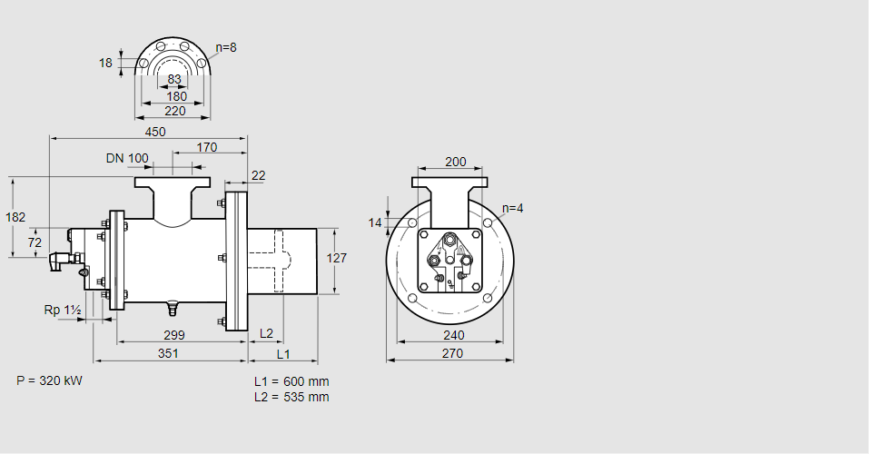 Горелка газовая BIOW 125HB-600/535-(2)F