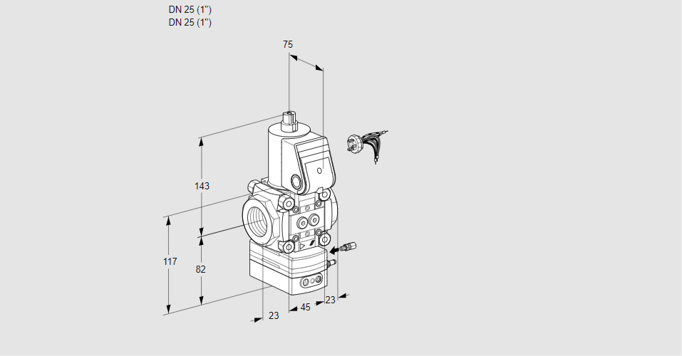 Регулятор соотношения газ/воздух 1:1  с эл.магнитным клапаном VAG 125R/NWAE