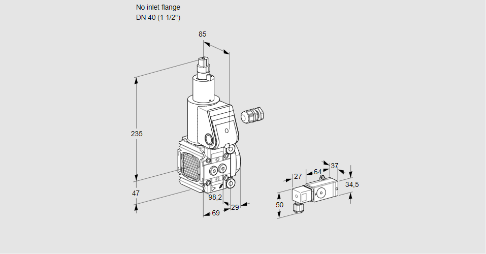 Клапан эл.магнитный газовый VAS 2-/40R/LW