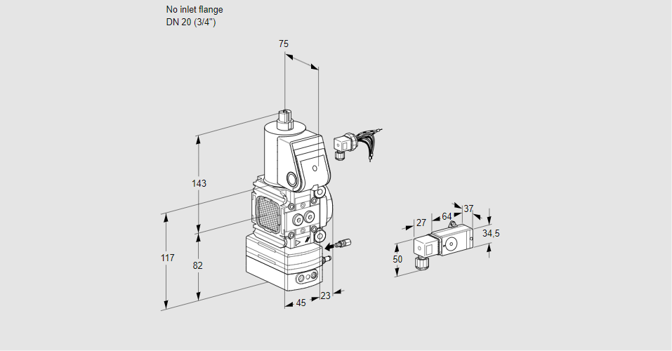 Регулятор соотношения газ/воздух 1:1  с эл.магнитным клапаном VAG 1-/20R/NWAE