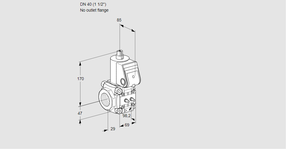 Клапан эл.магнитный газовый VAS 240/-R/NW