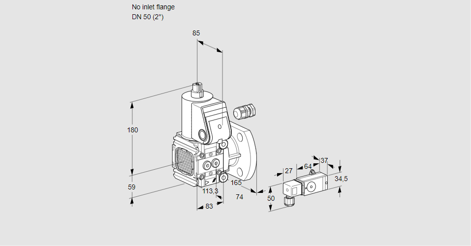 Клапан эл.магнитный газовый VAS 3-/50F/NK